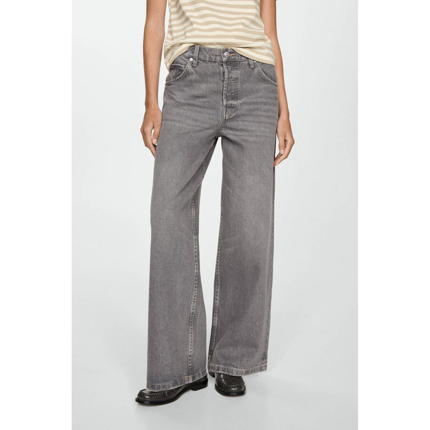 Mango wide leg jeans grijs