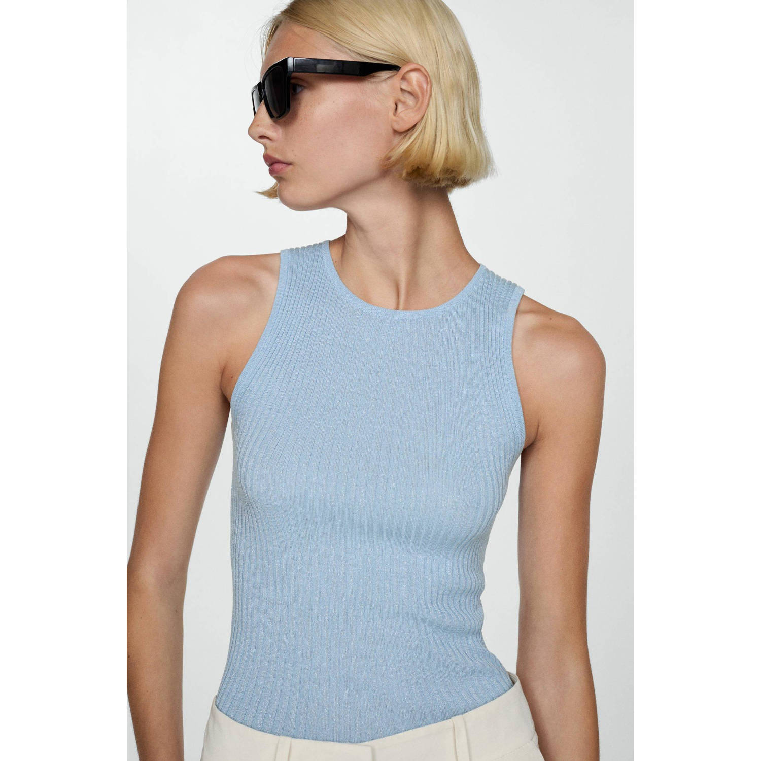 Mango top lichtblauw