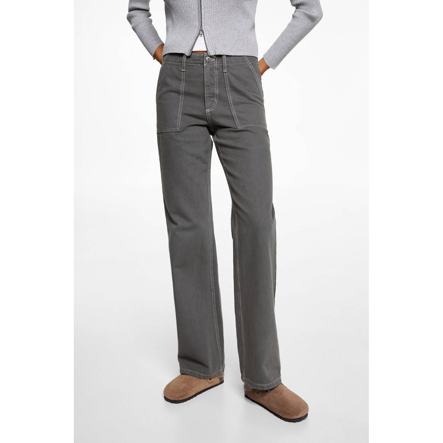 MANGO TEEN straight leg jeans grijs