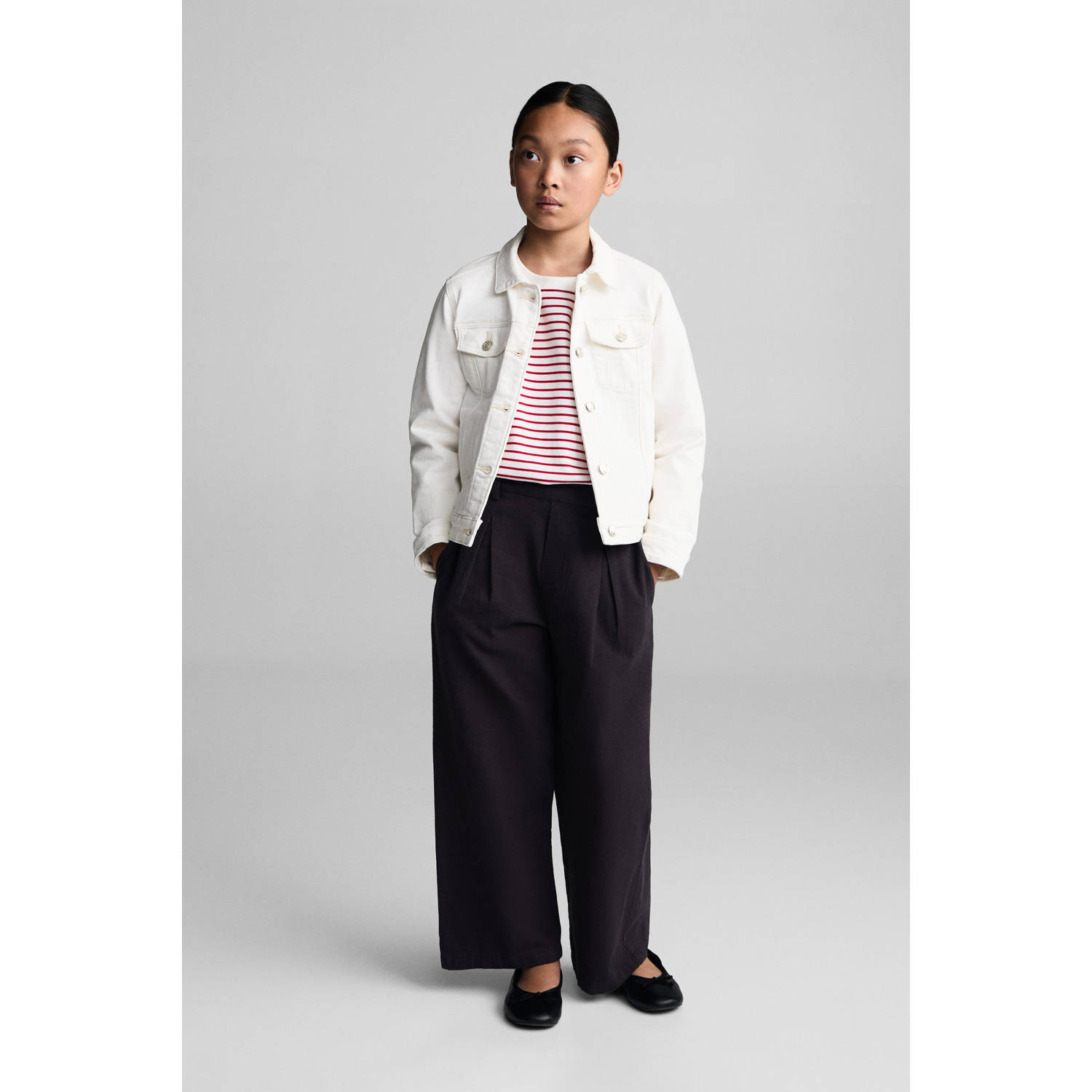 Mango Kids wide leg broek antraciet