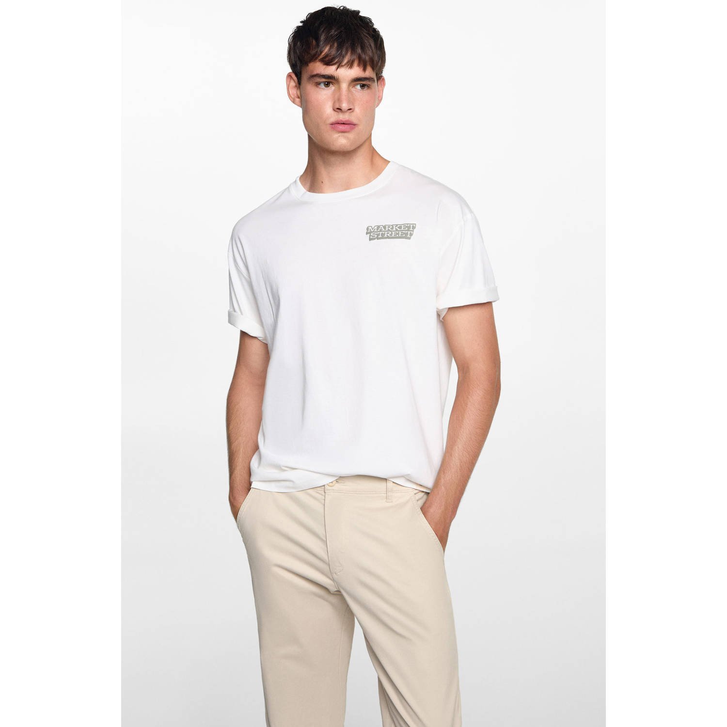 MANGO TEEN broek naturel wit