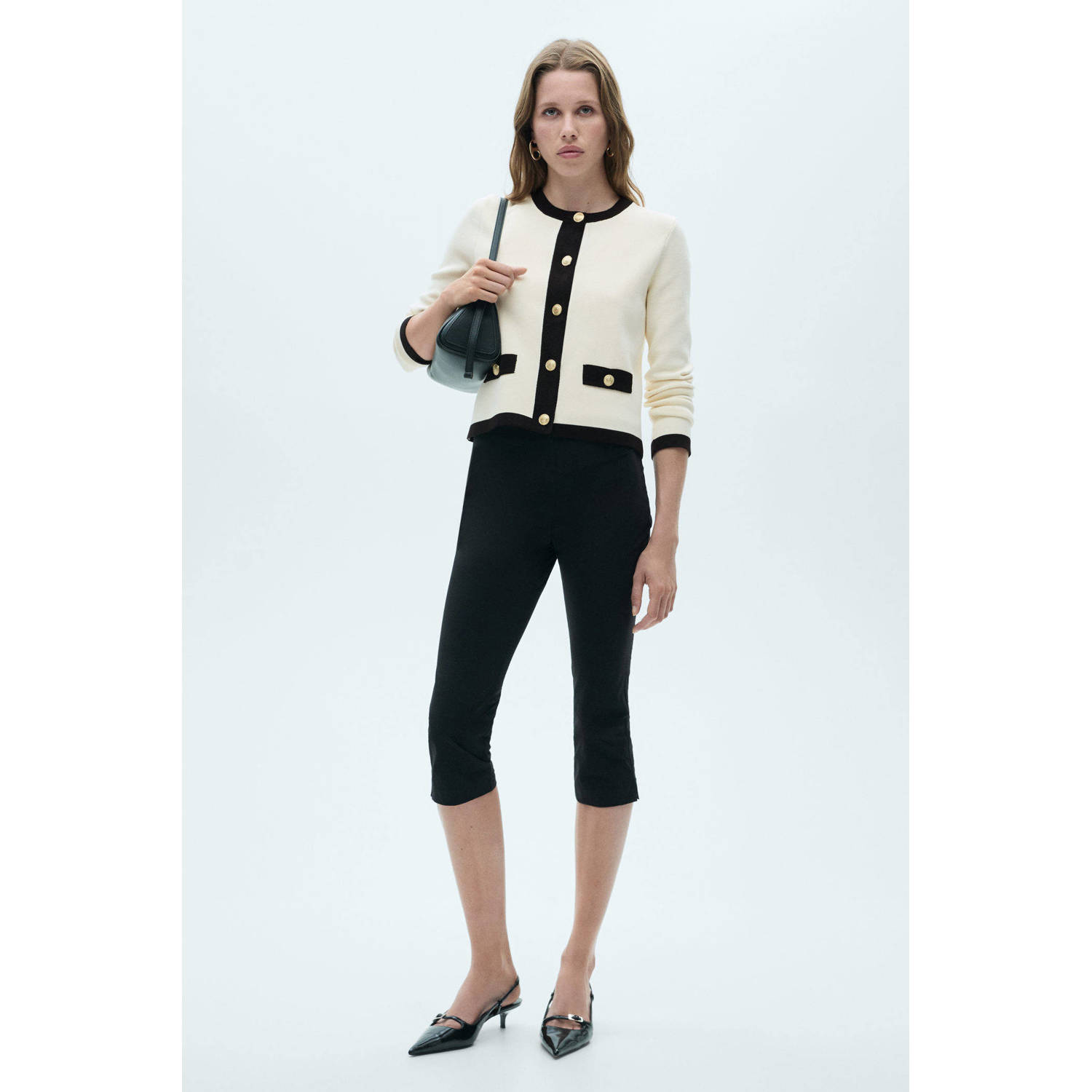 Mango gebreid vest ecru zwart