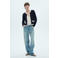 Mango gebreid vest donkerblauw/ecru