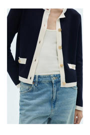 thumbnail: Mango gebreid vest donkerblauw/ecru