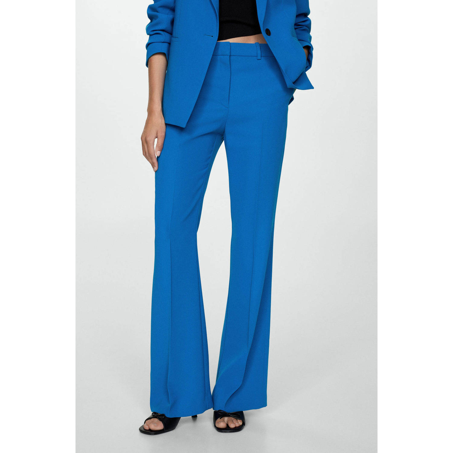 Mango straight fit broek middenblauw