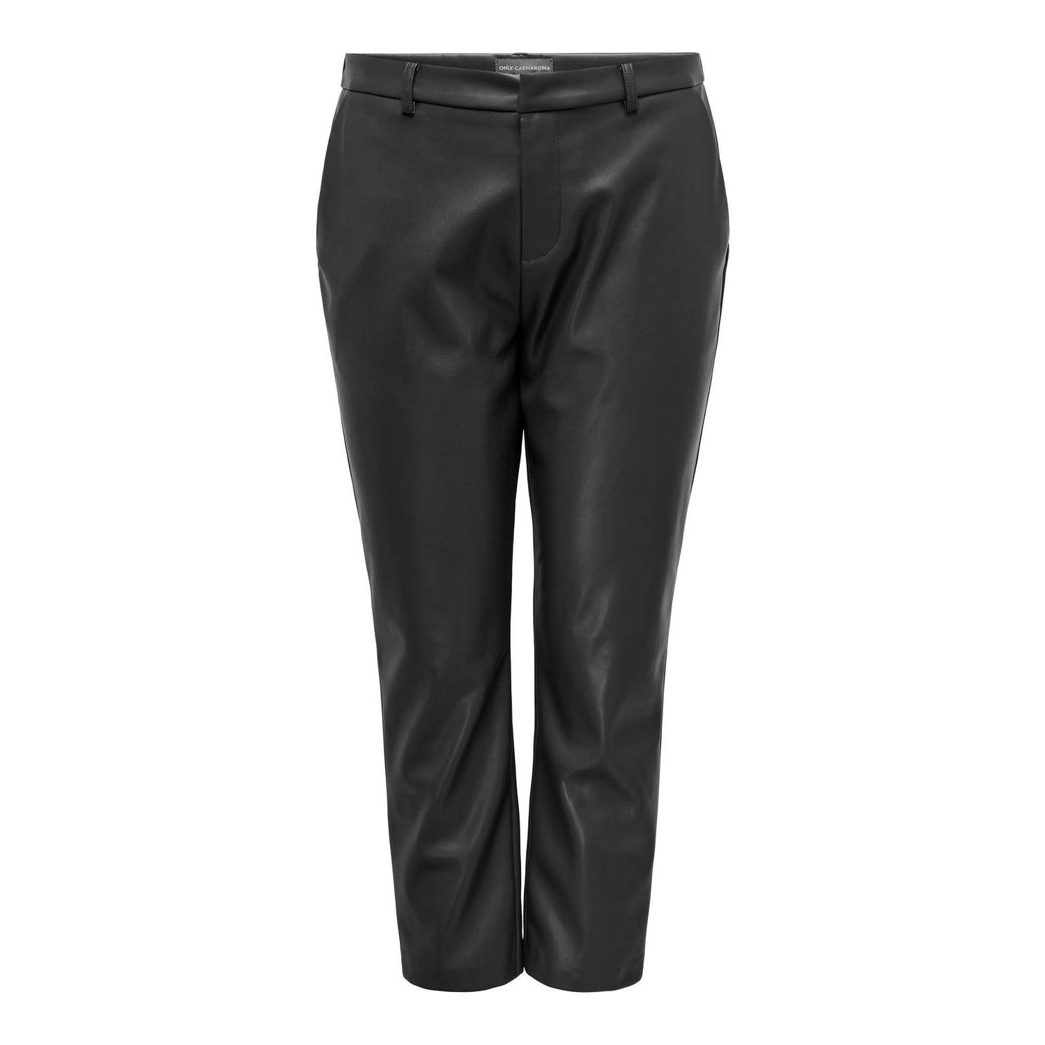 ONLY CARMAKOMA imitatieleren regular fit pantalon zwart