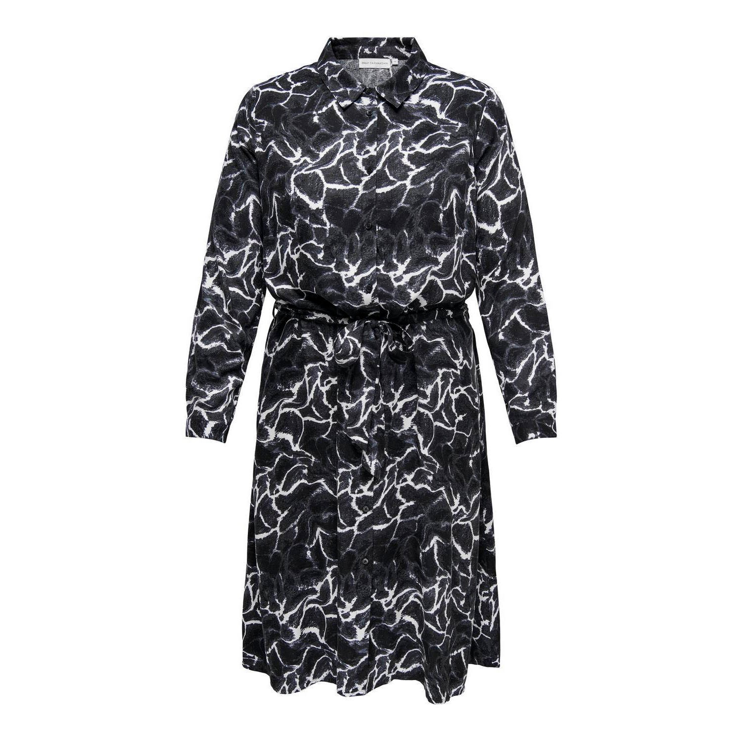 ONLY CARMAKOMA jurk CARAMMIA met all over print zwart wit