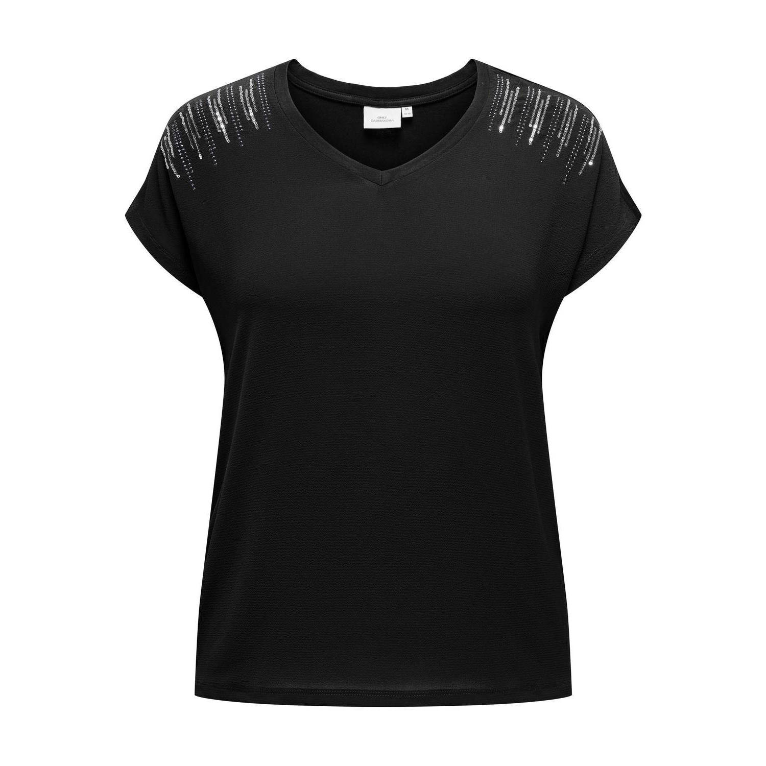 ONLY CARMAKOMA Shirt met korte mouwen CARLOUISA CAPSLEEVE MIX TEE JRS