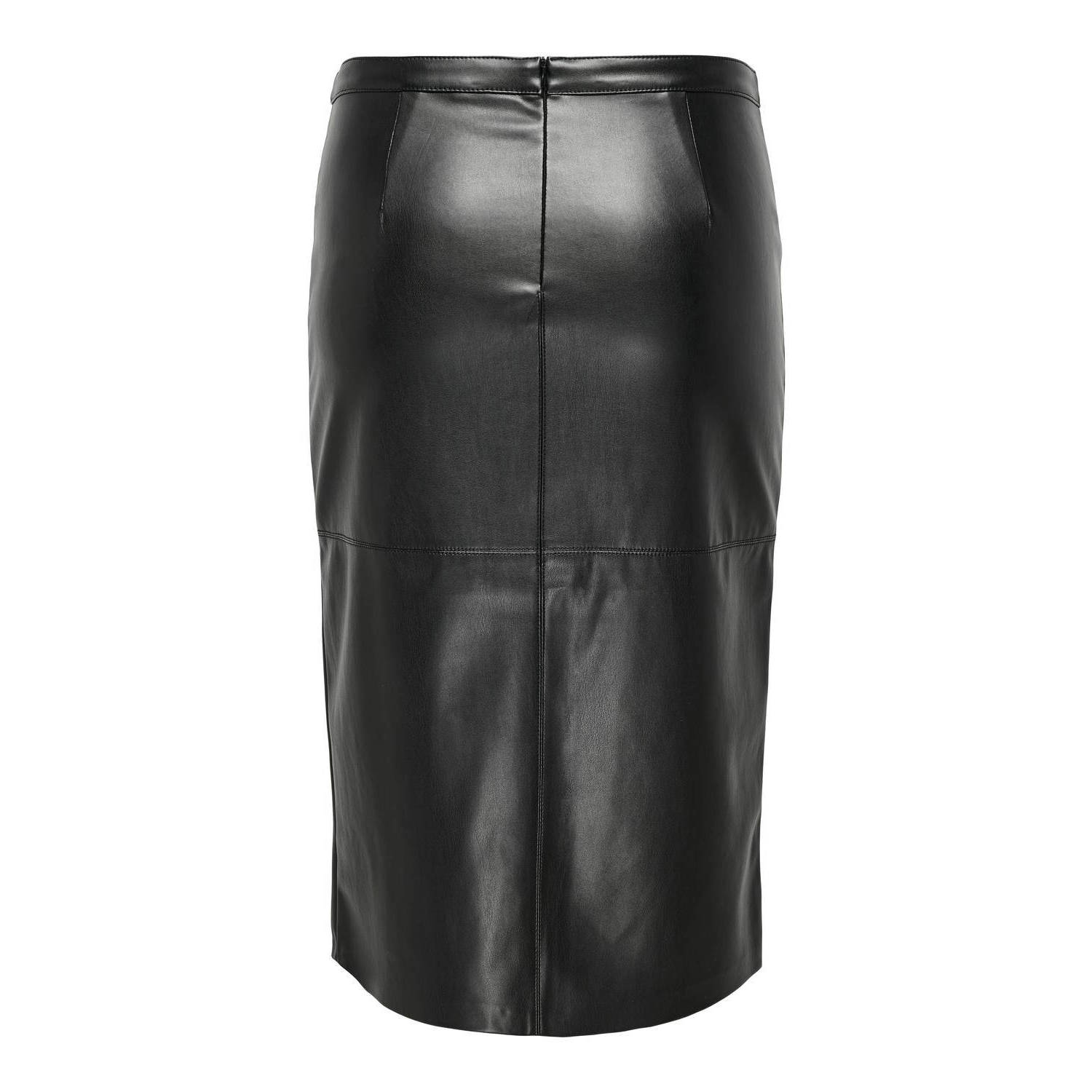 ONLY CARMAKOMA imitatieleren rok CARNEWOLINE zwart