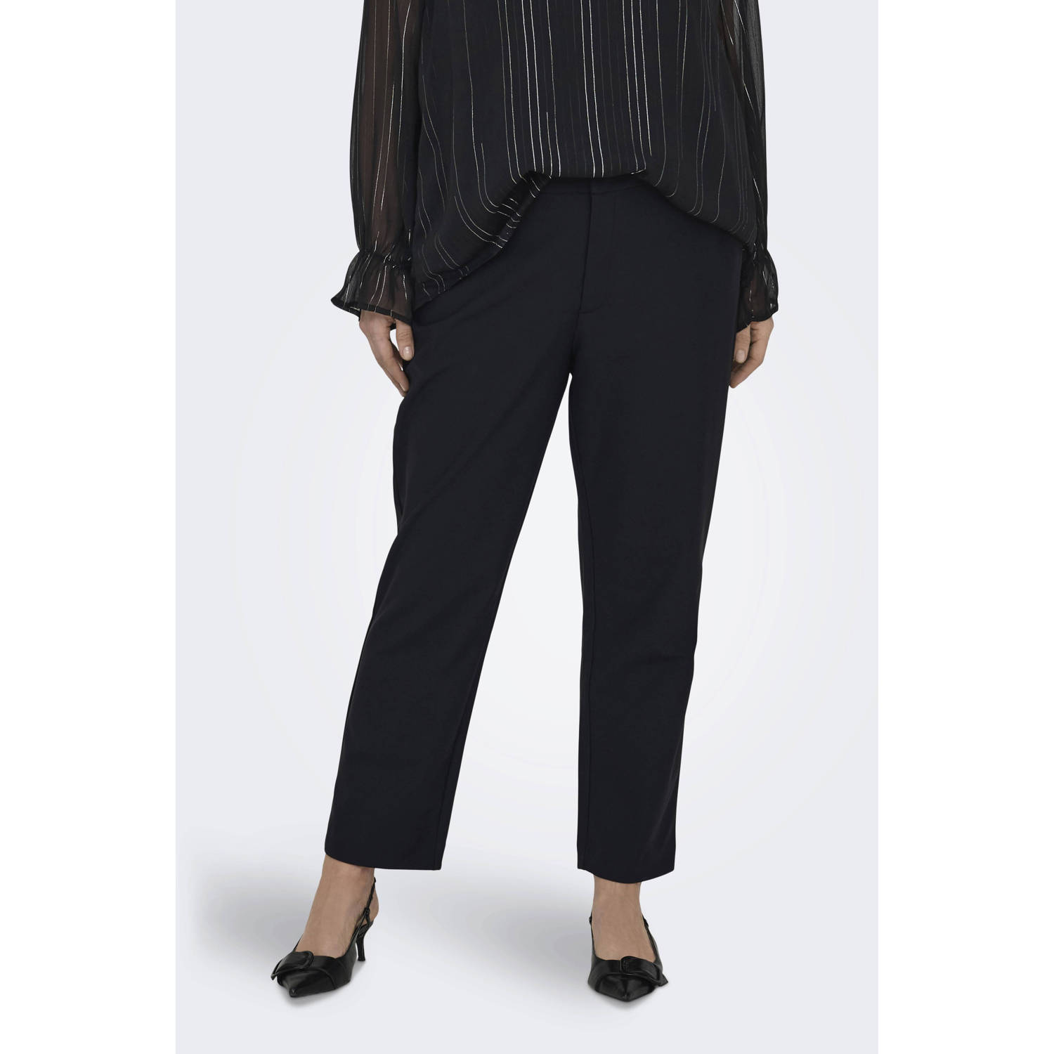 Only Carmakoma Reis Sigaret Enkelpants in Zwart Black Dames