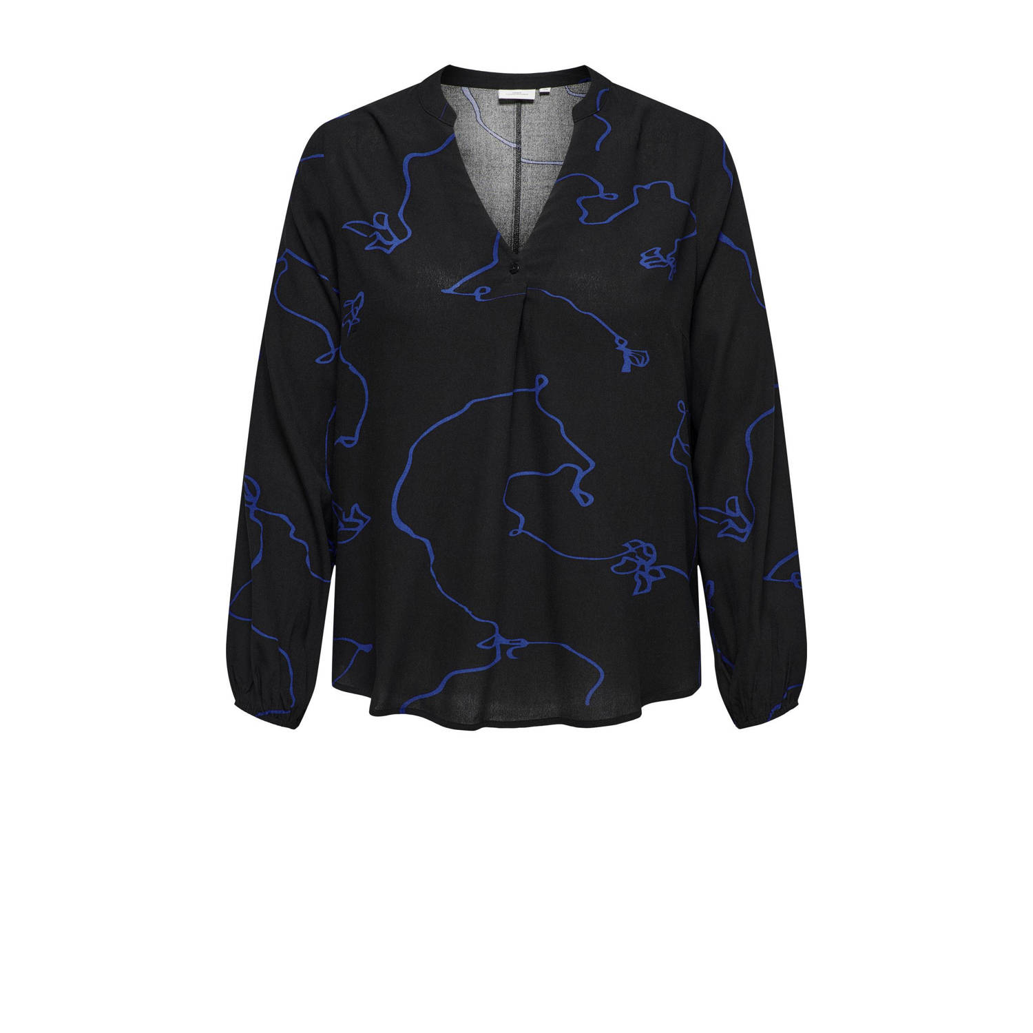 ONLY CARMAKOMA top CARAGNIS met all over print zwart blauw