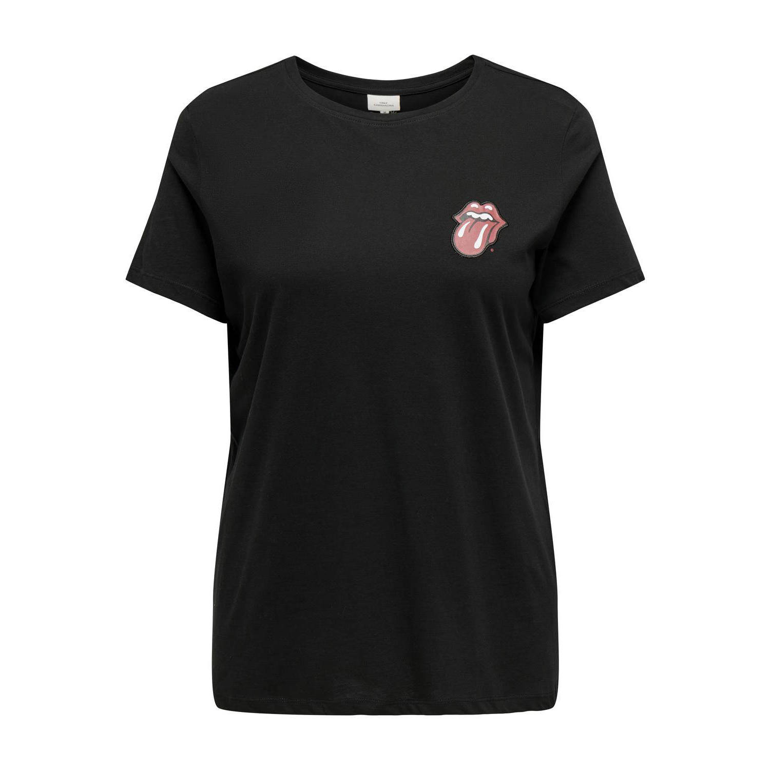 ONLY CARMAKOMA T-shirt CARROLLY met backprint zwart