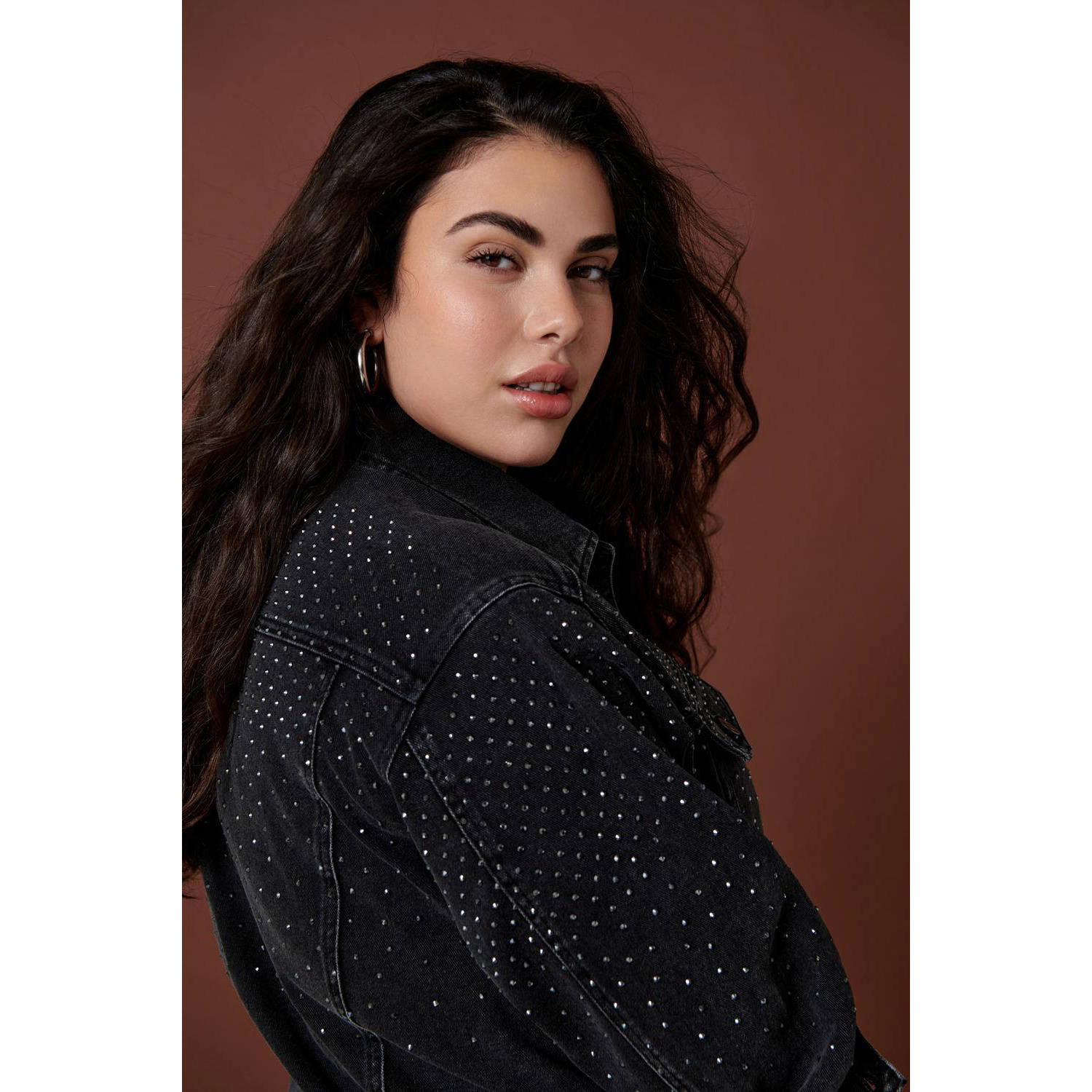 ONLY CARMAKOMA spijkerjas CARJAGGER met strass washed black