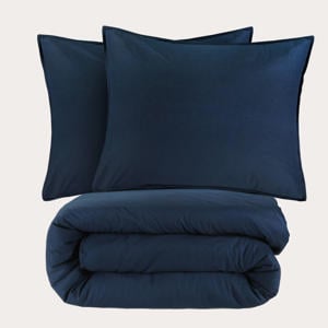 stonewashed dekbedovertrek 2-persoons blauw (200x200 cm)