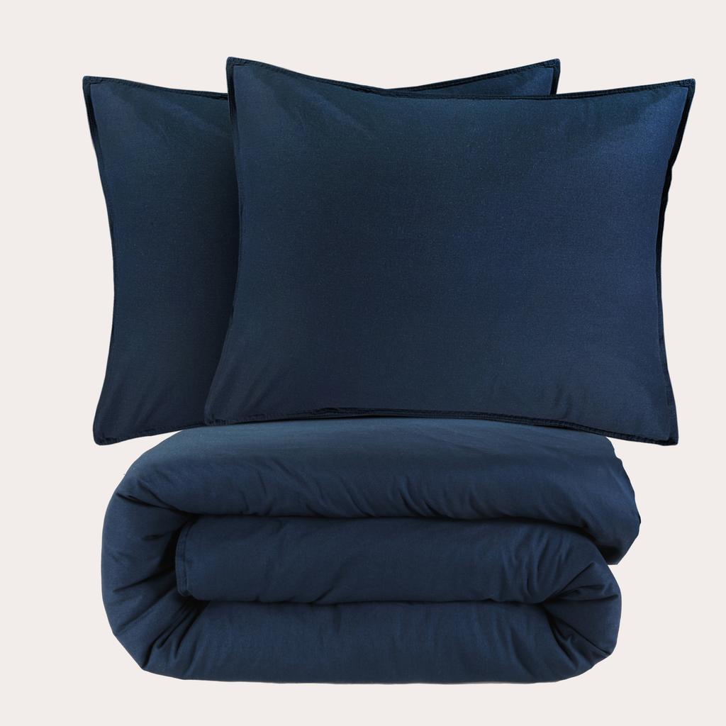 NOUS Living stonewashed dekbedovertrek 2-persoons blauw (200x200 cm)