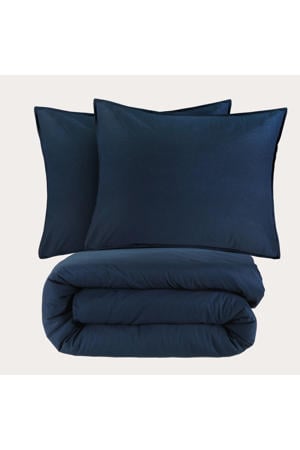 stonewashed dekbedovertrek 2-persoons blauw (200x200 cm)