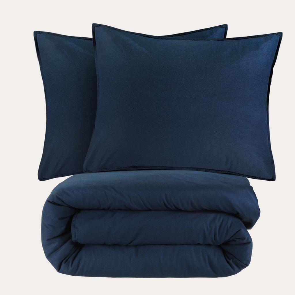 NOUS Living stonewashed dekbedovertrek lits-jumeaux blauw (240x220 cm)
