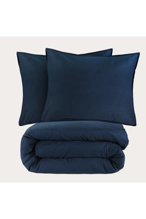 stonewashed dekbedovertrek lits-jumeaux blauw (240x220 cm)