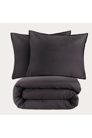 stonewashed dekbedovertrek lits-jumeaux antraciet (240x220 cm)