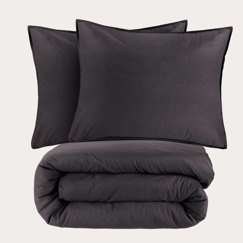 NOUS Living stonewashed dekbedovertrek 2-persoons antraciet (200x200 cm)