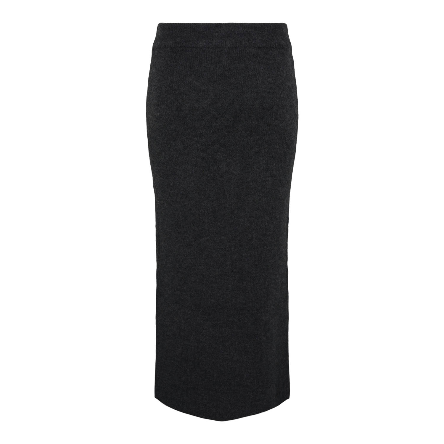 PIECES Curve gebreide midi rok PCNIKO antraciet
