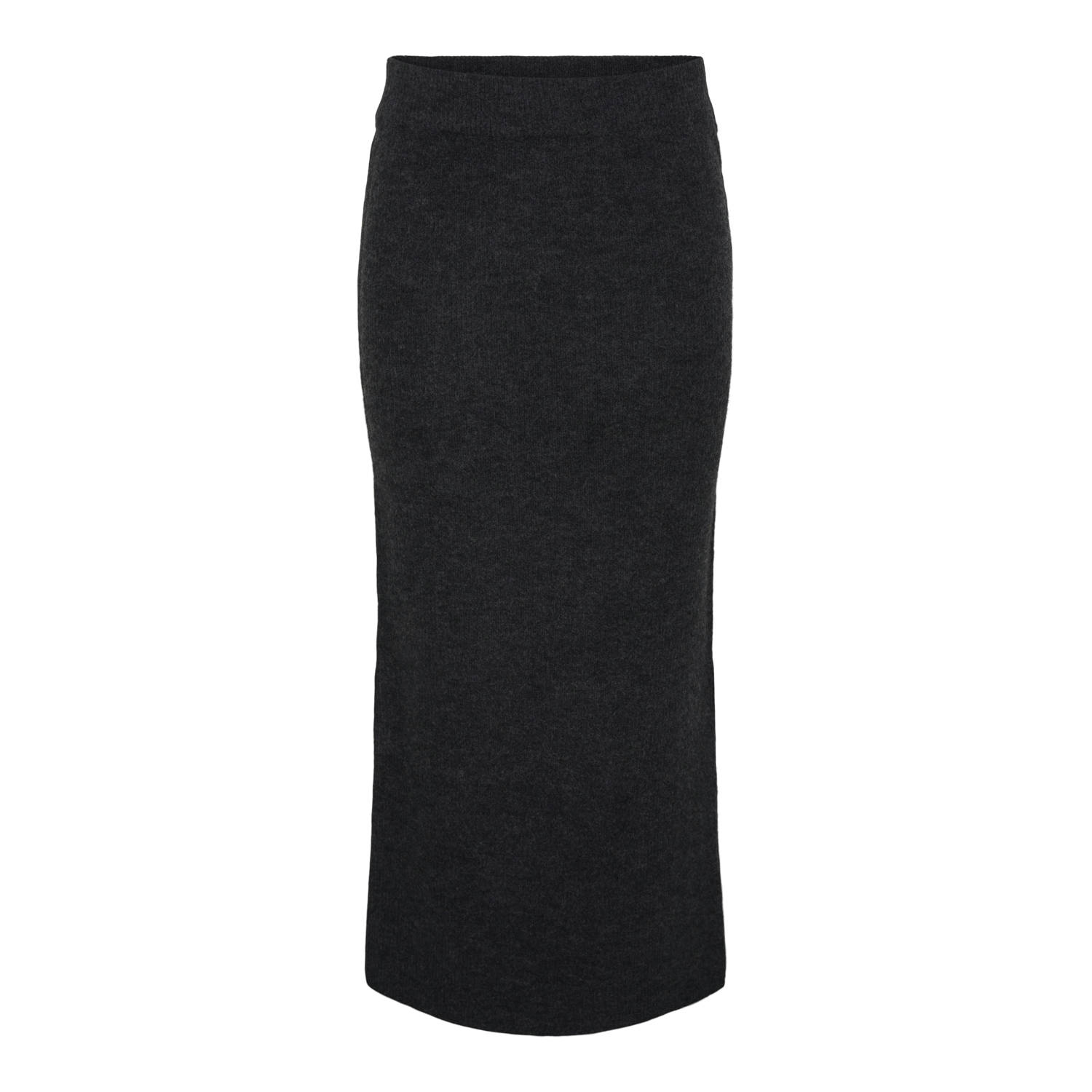 PIECES Curve gebreide midi rok PCNIKO antraciet