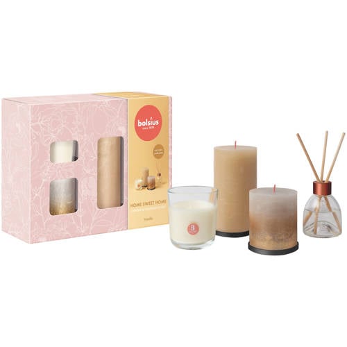 Wehkamp Bolsius geschenkset - Home Sweet Home - Vanille (set van 4) aanbieding