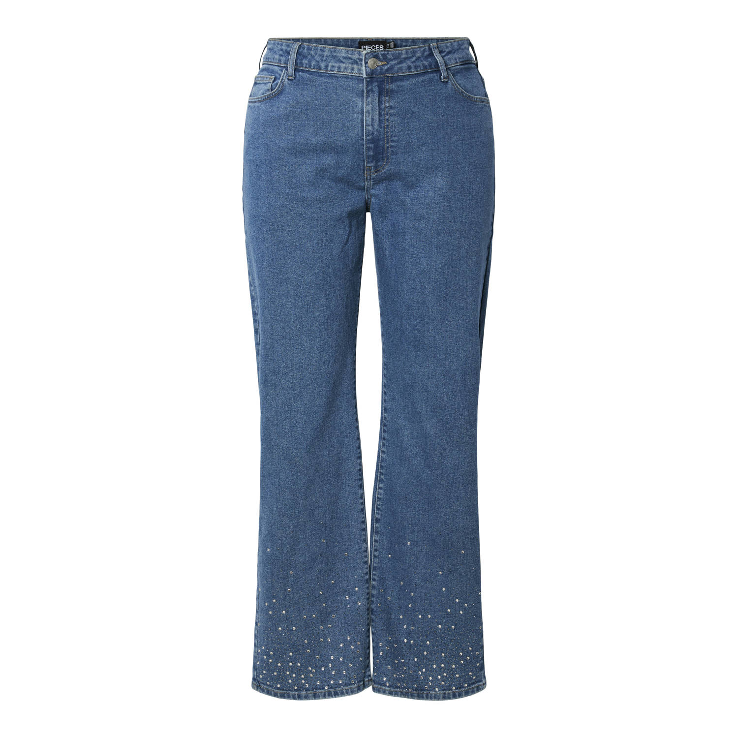 PIECES Curve wide leg jeans PCSIFFI medium blue denim