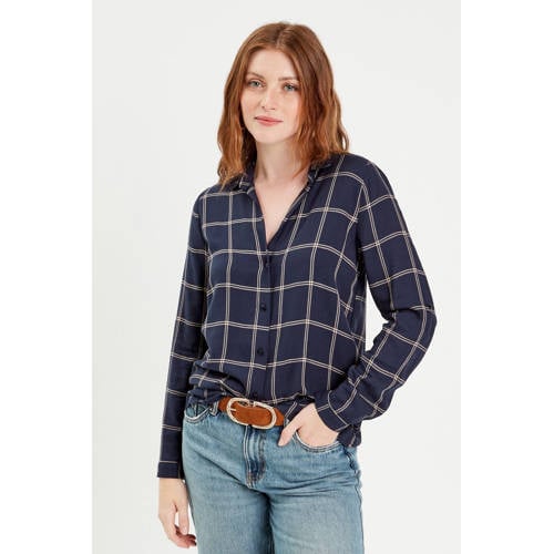Cache Cache geruite blouse donkerblauw/ecru afbeelding