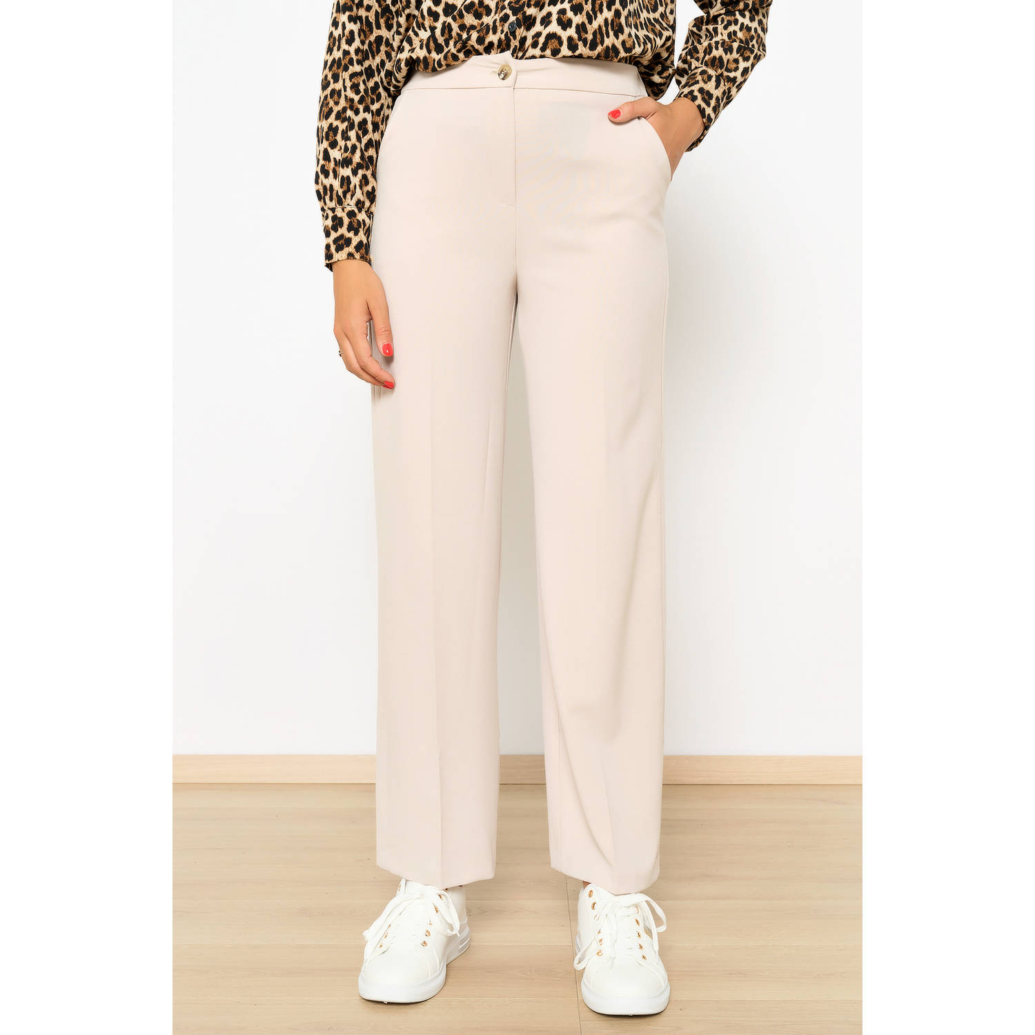 LOLALIZA high waist wide leg broek ecru