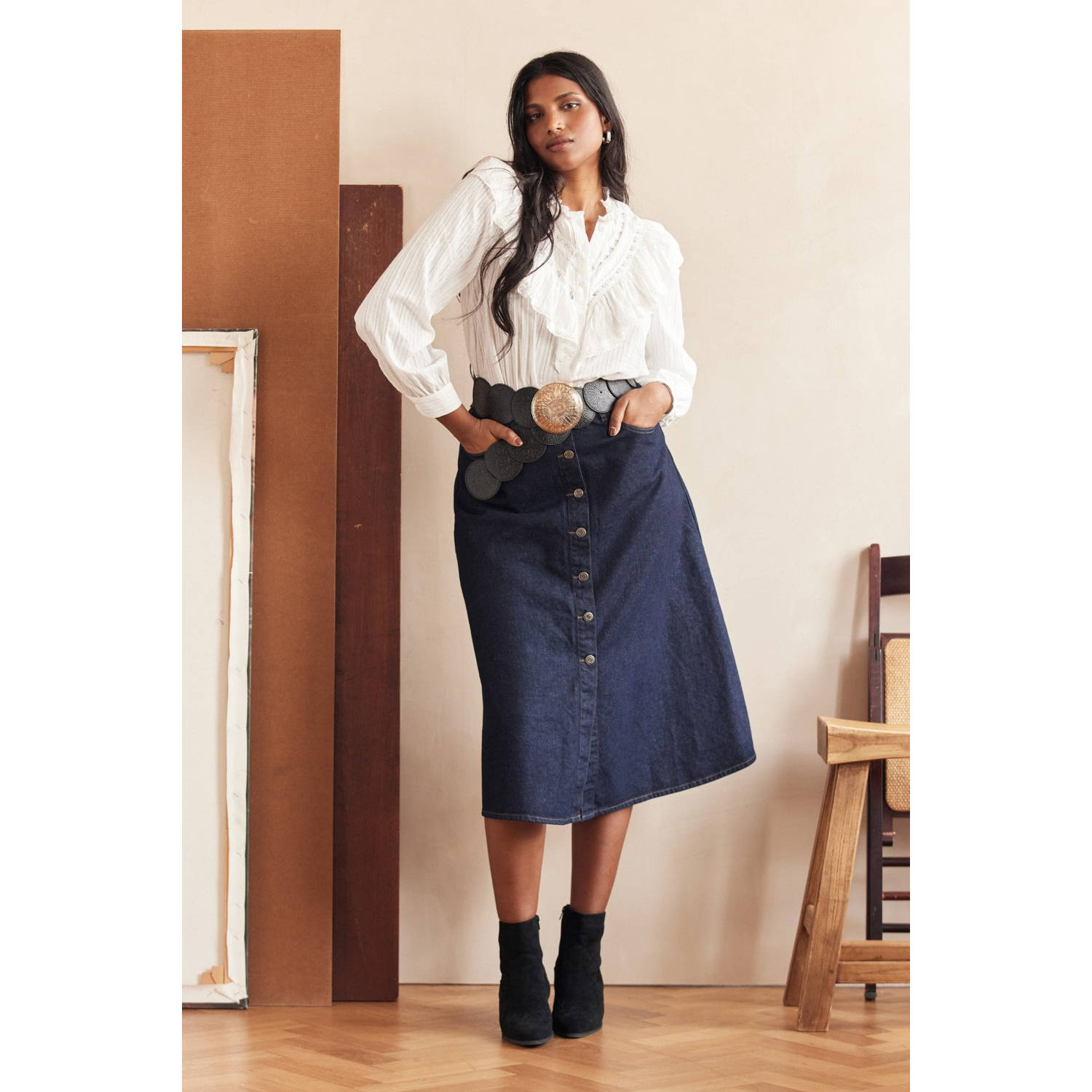 LOLALIZA spijkerrok dark blue denim