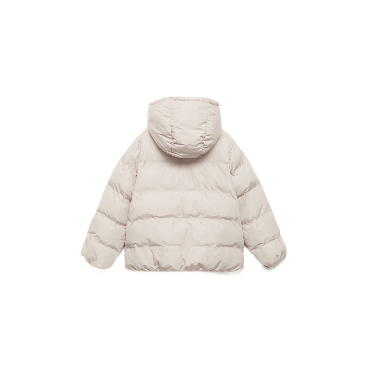 Mango Kids gewatteerde winterjas pastelgrijs