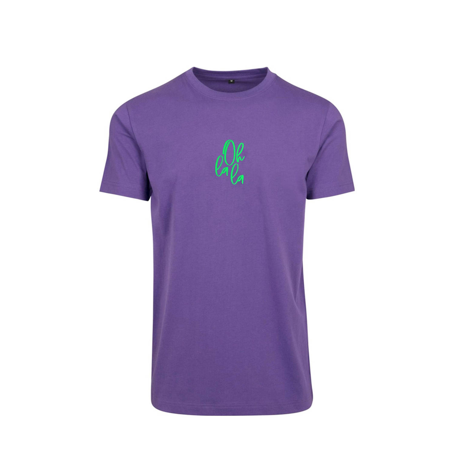 Pinned by K Curve T-shirt met tekst paars groen