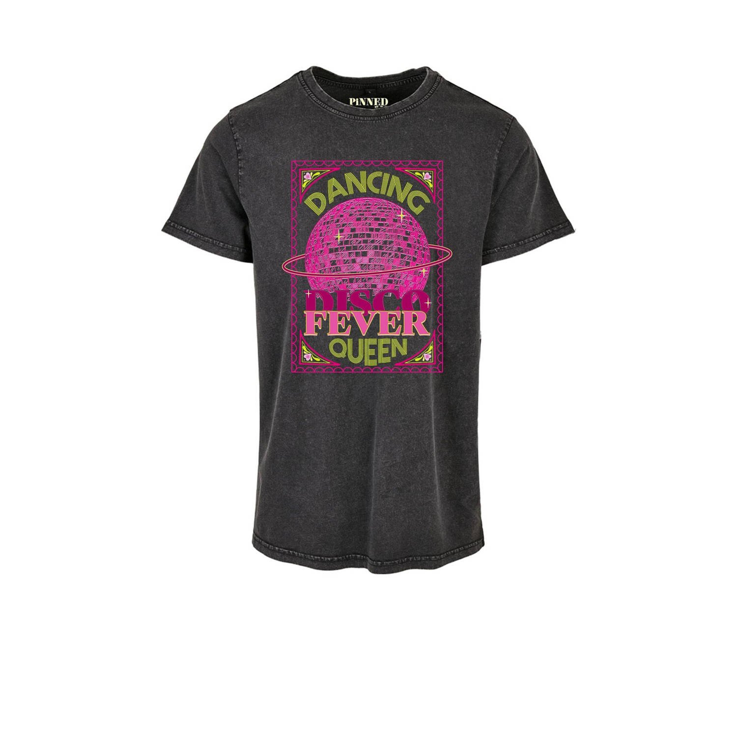 Pinned by K Curve T-shirt met printopdruk grijs roze groen