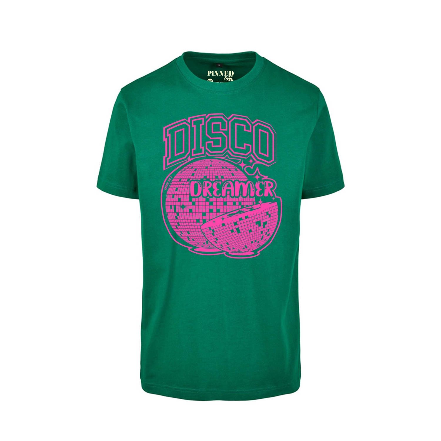 Pinned by K Curve T-shirt met printopdruk groen roze