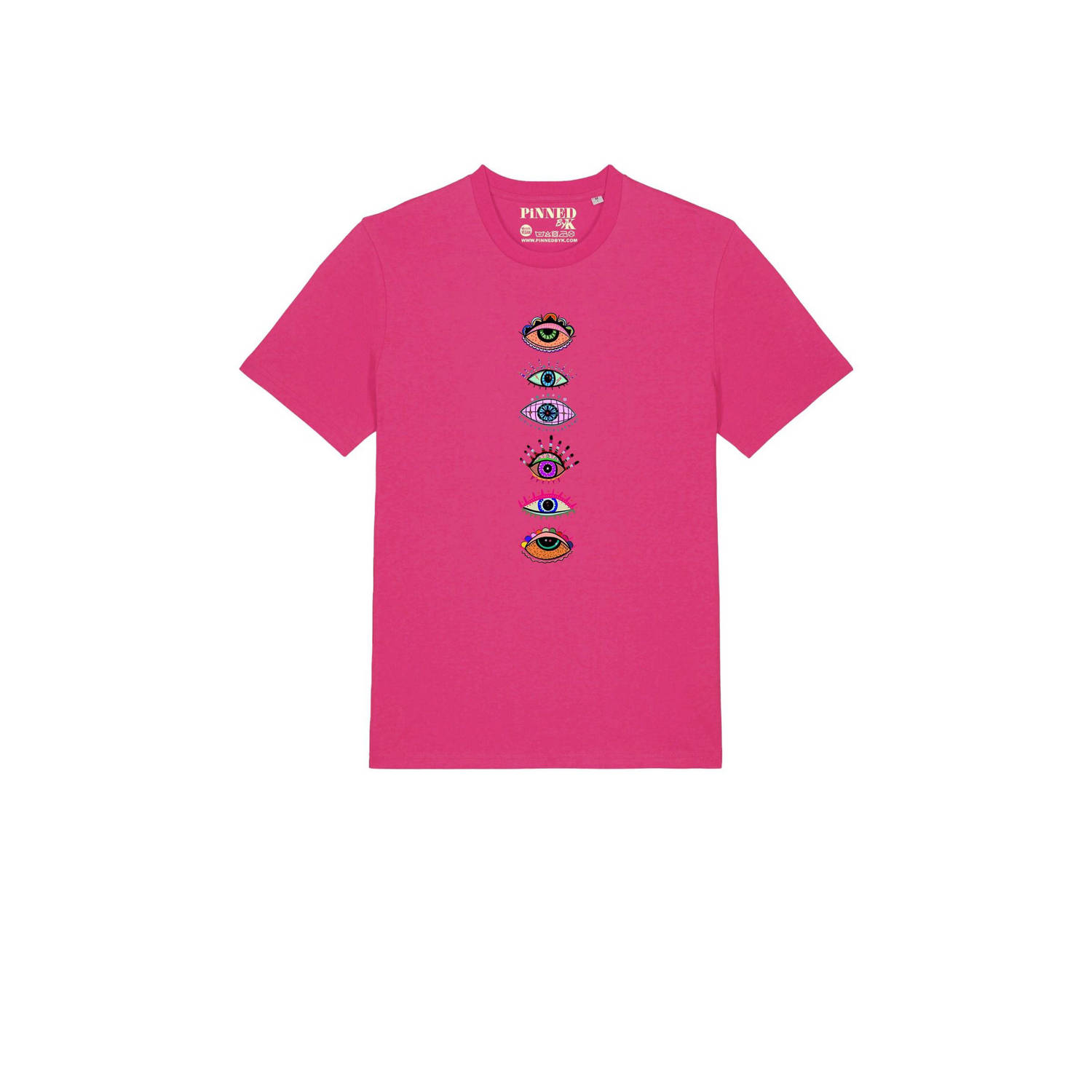 Pinned by K Curve T-shirt met printopdruk roze