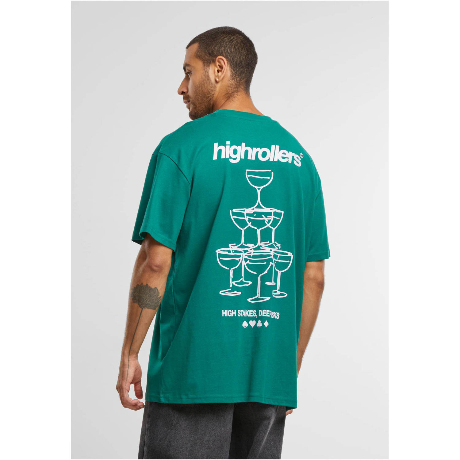 Upscale T-shirt met backprint groen