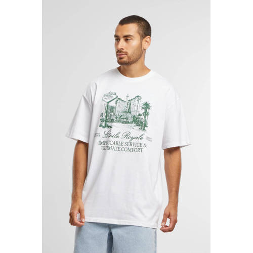 Upscale T-shirt met printopdruk wit afbeelding