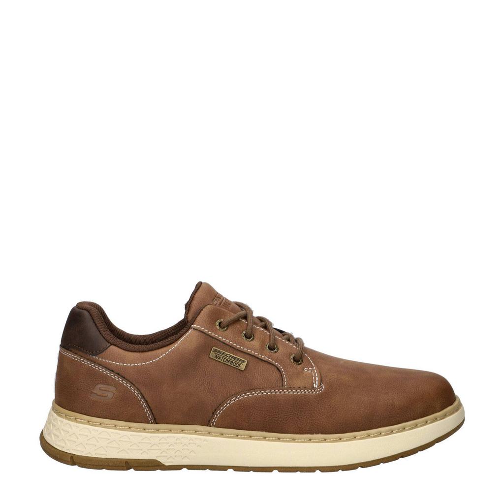 Bruine heren Skechers Garlan comfort veterschoenen van imitatieleer