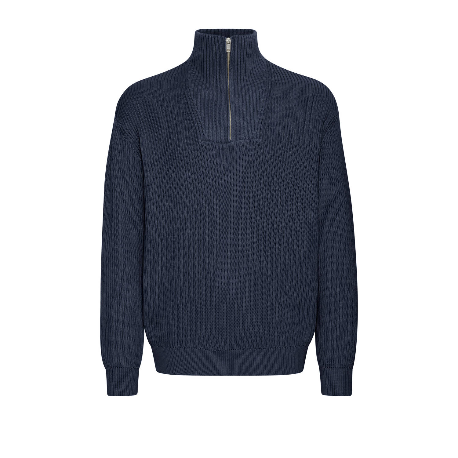 Solid gebreide trui donkerblauw