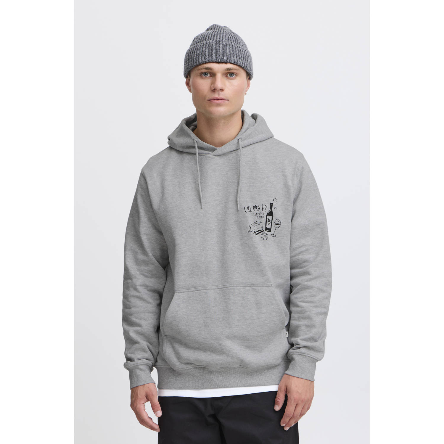 Solid hoodie grijs melange