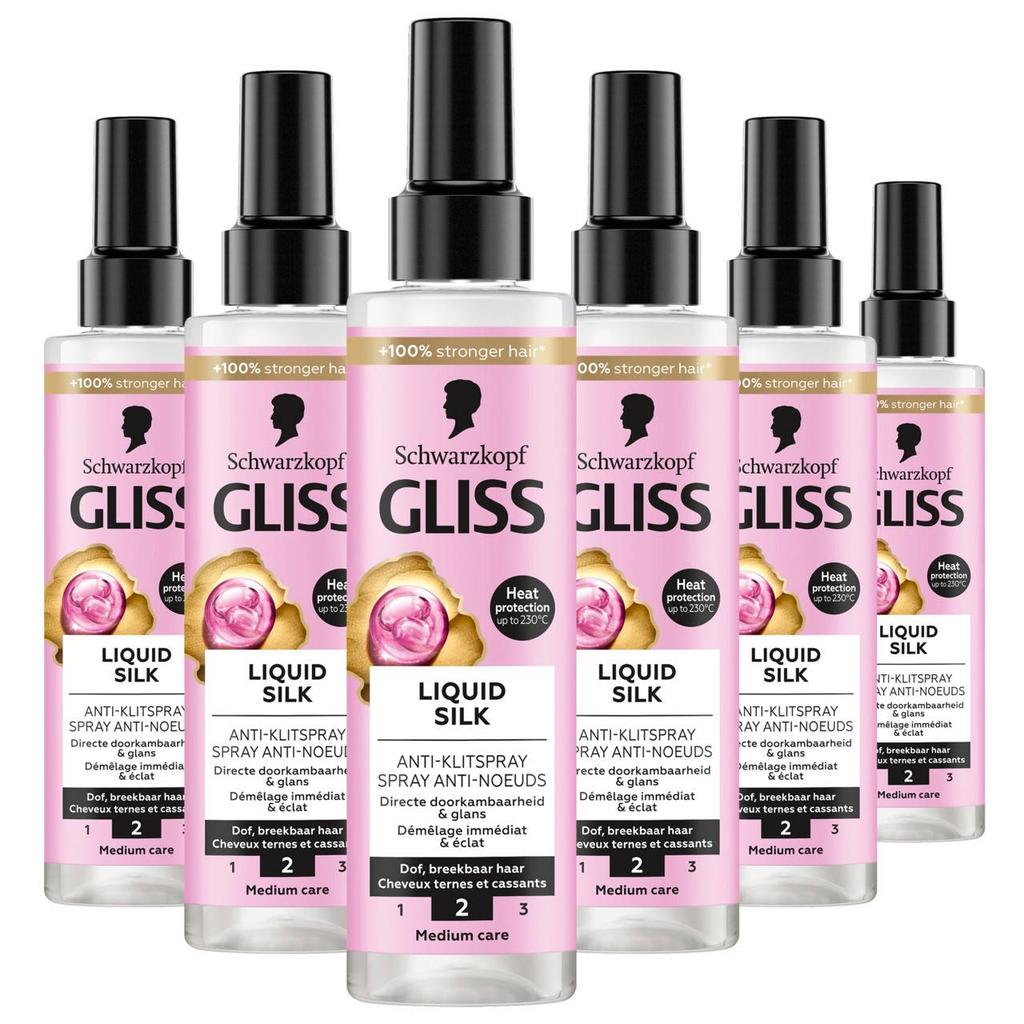Gliss Liquid Silk anti-klit spray - voordeelverpakking 6x