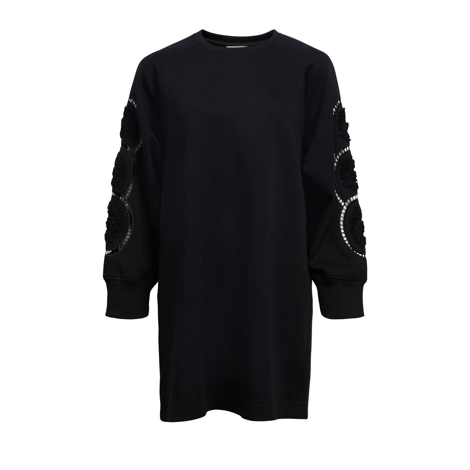 Object Zwarte Sweatjurk met Broderiedetails Black Dames