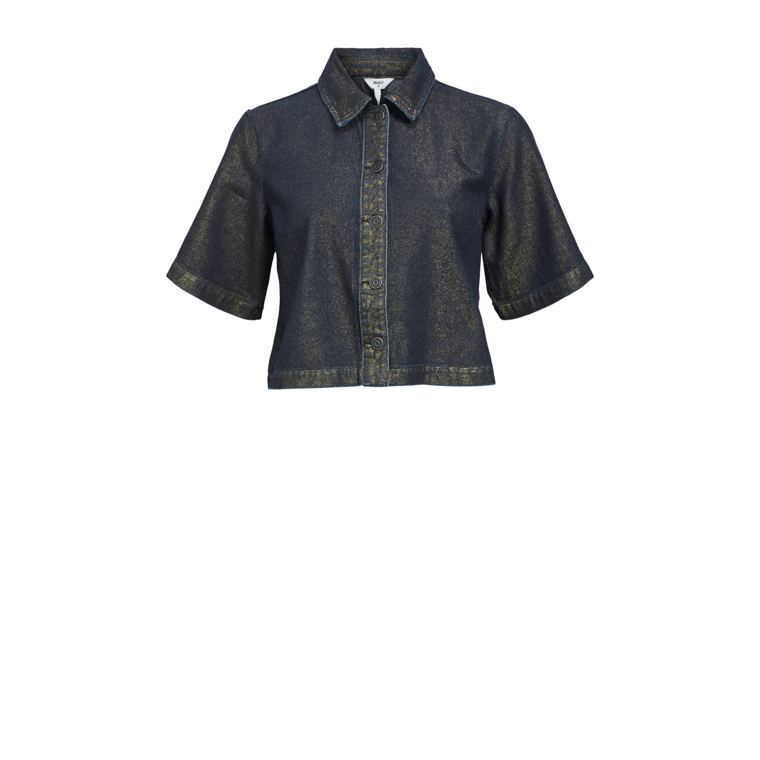 OBJECT denim blouse OBJZILVIO dark blue denim coated effect