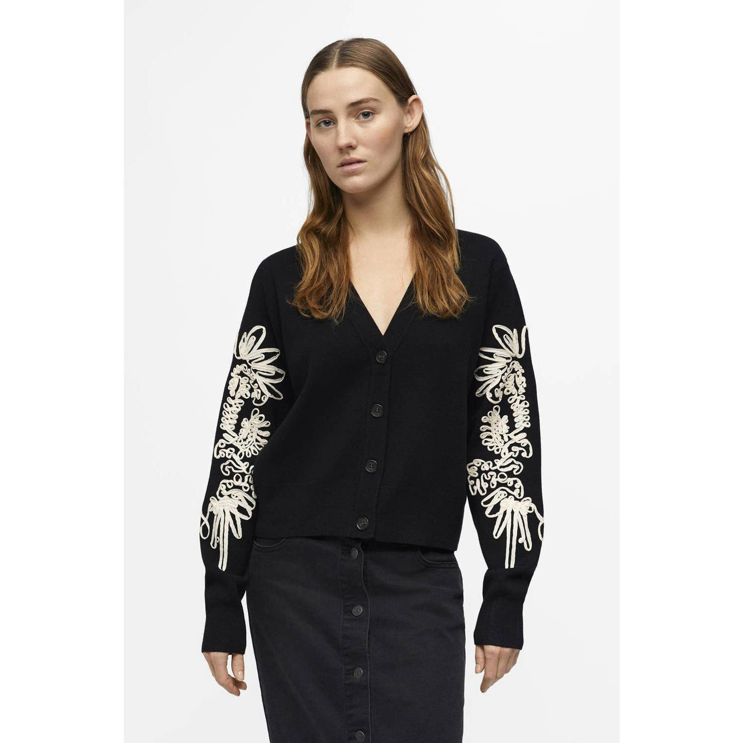 OBJECT vest OBJJOANA zwart wit