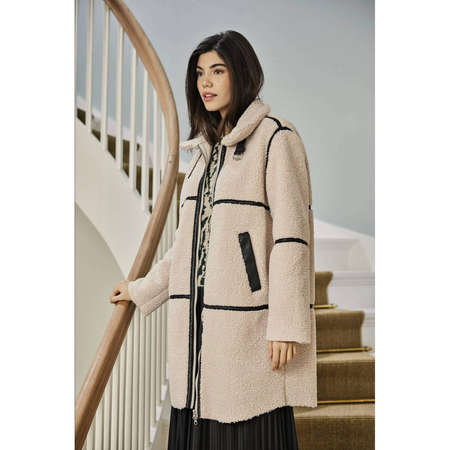 JDY teddy winterjas FROSTY beige