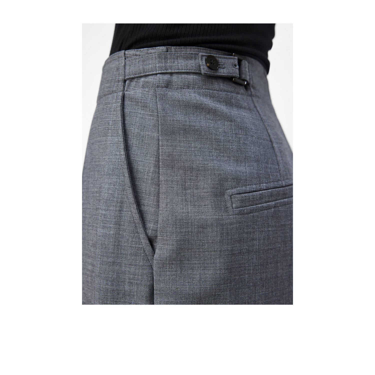OBJECT high waist wide leg pantalon OBJLESLI grijs