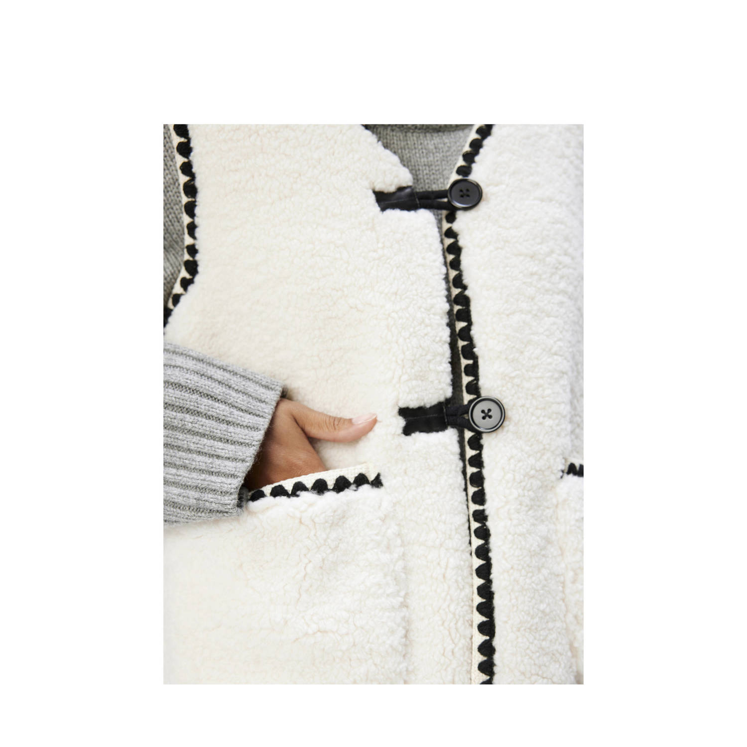OBJECT gilet OBJPAULINE wit zwart