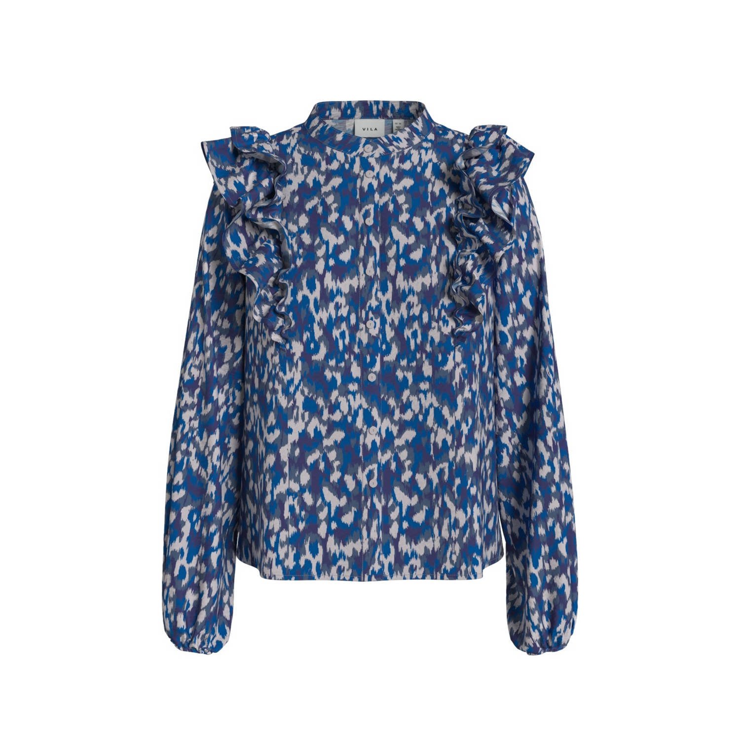 VILA blouse VIDOGMA met all over print blauw