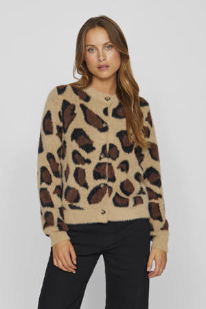 vest VIHELLY met panterprint bruin/ donkerbruin/ zwart
